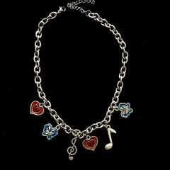 Collar con colgante de cadena y nota musical de mariposa de chica Tumblr