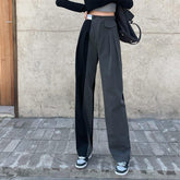 Pantalones rectos grunge negros y grises con costuras bicolor