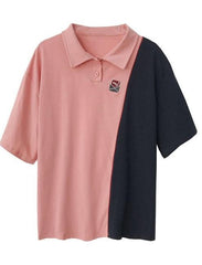 Camisa holgada con costuras bicolores y estética Tumblr