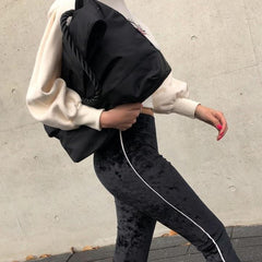 Bolso de hombro grande negro con correa de cuerda Ulzzang