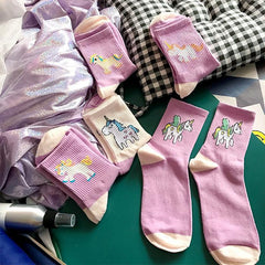 Calcetines con estampado de unicornio
