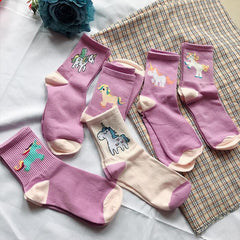 Calcetines con estampado de unicornio
