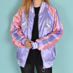 Chaqueta blazer con bordado de unicornio
