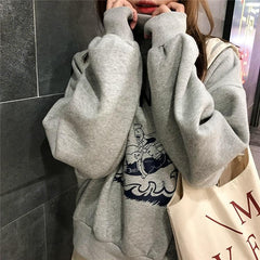 US Navy Popeye Graues Sweatshirt mit hohem Kragen