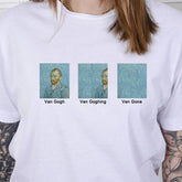 Camiseta blanca informal estética Tumblr con meme de Van Gogh