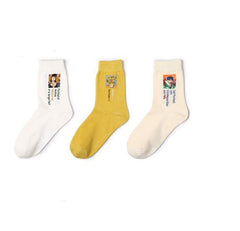 Calcetines con dibujo artístico de la Mona Lisa de Van Gogh
