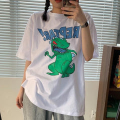 Velociraptor Print Tumblr Oversized White T-Shirt