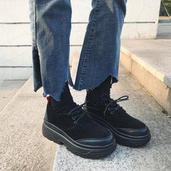 Botas Creepers de Plataforma Negras de Terciopelo