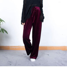 Pantalones elásticos acampanados elegantes de terciopelo de gran tamaño