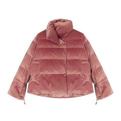 Warme Outwear-Jacke aus Samt mit seitlichem Reißverschluss