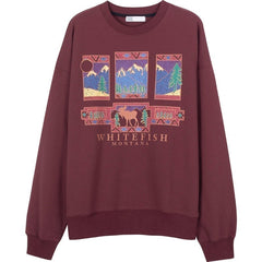 Sudadera holgada con estampado retro de estados de EE. UU. y estética vinícola