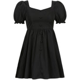 Vestido mini vintage negro con mangas farol y botones