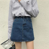 Minifalda vaquera vintage de cintura alta en azul marino y negro