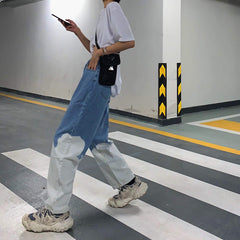 Vaqueros de pierna ancha con estampado tie-dye en contraste vintage