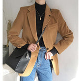 Chaqueta blazer vintage de pana marrón y azul