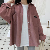 Camisa oversize vintage de pana con bolsillo