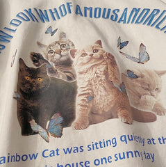 Vintage Cute Kittens Aesthetic Meme Print Loose Shirt