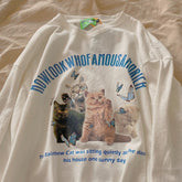 Vintage Cute Kittens Aesthetic Meme Print Loose Shirt