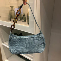 Baguette-Tasche aus Krokodilleder im Vintage-Stil