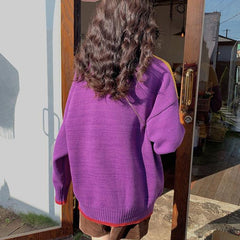 Vintage Geometric Pattern Oversized Warm Knit Sweater