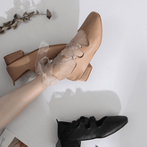 Balette Pointe Sandalen mit Schnürung aus Vintage-Leder mit niedrigem Absatz