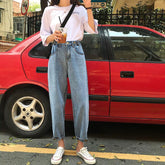 Vintage Lockere Boyfriendjeans mit hoher Taille