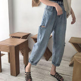 Vintage Oversize-Jeans aus zerrissenem Denim mit hoher Taille