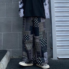 Haremshose mit Kordelzug und Patchwork-Muster im Vintage-Stil