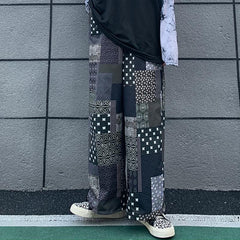 Haremshose mit Kordelzug und Patchwork-Muster im Vintage-Stil