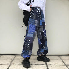 Haremshose mit Kordelzug und Patchwork-Muster im Vintage-Stil