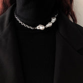 Vintage Pearl Beads And Silver Chain Necklace