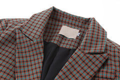 Chaqueta vaquera extragrande con costuras de cuadros escoceses