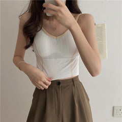 Schmaler BH-Top im Vintage-Stil mit gerippten Nähten