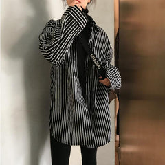 Vintage Vertical Thin Stripes Oversized Shirt