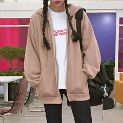 Warmer Basic Fleece Oversized Hoodie mit Reißverschluss