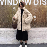 Chaqueta larga con capucha gris beige de gran tamaño y cálida