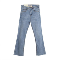 Verwaschene blau-schwarze Grunge-Ästhetik-High-Waist-Slim-Jeans