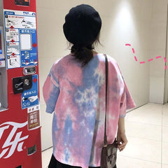 Watercolor Abstract Print Short Sleeve Loose T-Shirt