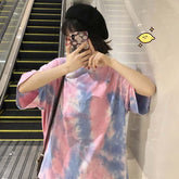 Camiseta holgada de manga corta con estampado abstracto de acuarela