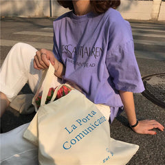 Wes Saint Print Purple White France Style Vintage T-Shirt