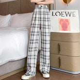 White Black Casual Plaid Retro Aesthetic Loose Pants