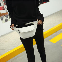 White Black Leather Chain Belt Style Shoulder Minimal Bag