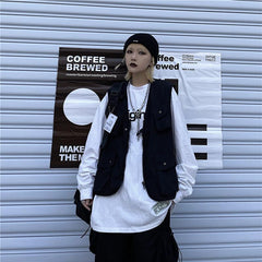 White Black Teenage Fashion Tooling Vest