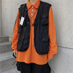 White Black Teenage Fashion Tooling Vest