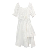 White Black Vintage Cottagecore Flared Summer Dress