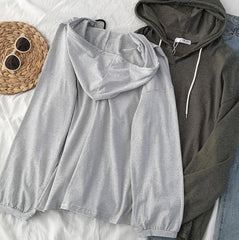 Weißer, dunkelgrüner, gestreifter dünner Langarm-Hoodie