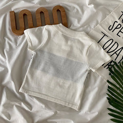 Weißes kurzes Polohemd mit Retro-Ästhetik-Design