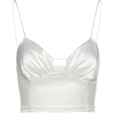 White Vintage Aesthetic Straps Satin Crop Bralette Top