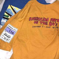 Camiseta larga extragrande con estampado colorido de la Estatua de la Libertad en amarillo y azul