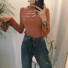 You Have To Believe Bust Cut Hole Long Sleeve Flared Blouse